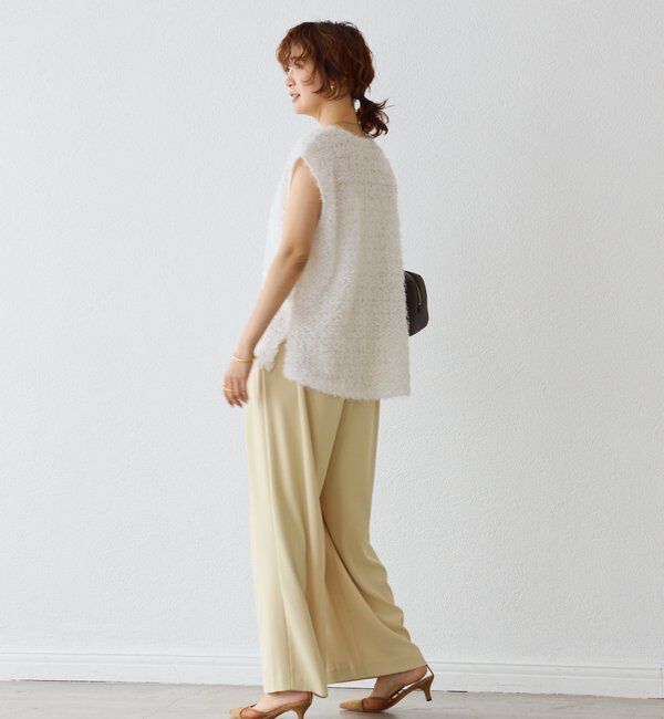  「【ウォッシャブル】【シーズンレスで使える】タックワイドスラックス」|チノ|