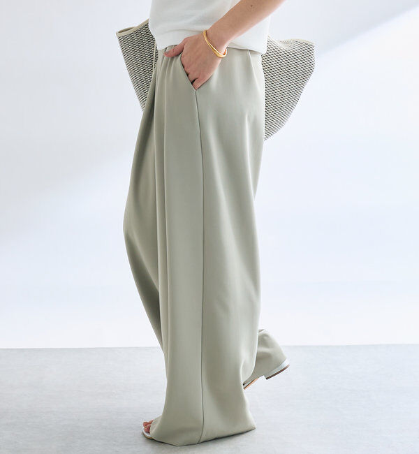  「【ウォッシャブル】【シーズンレスで使える】タックワイドスラックス」|チノ|