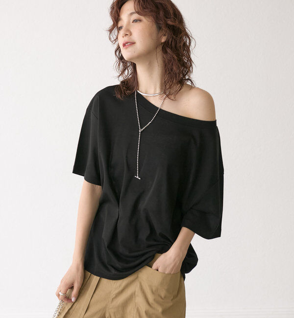  「【MONN.:.(モン)】オープンネックTee」|Tシャツ・カットソー|