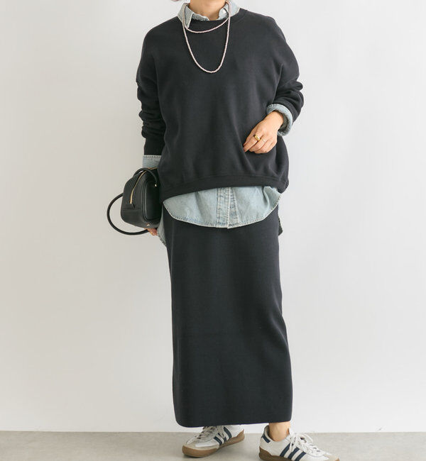  「【楽ちん美シルエット】コットンストレッチニットスカート」|スカート|