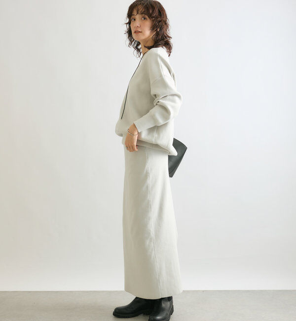  「【楽ちん美シルエット】コットンストレッチニットスカート」|スカート|