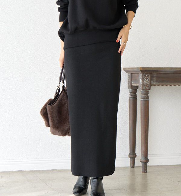  「【楽ちん美シルエット】コットンストレッチニットスカート」|スカート|