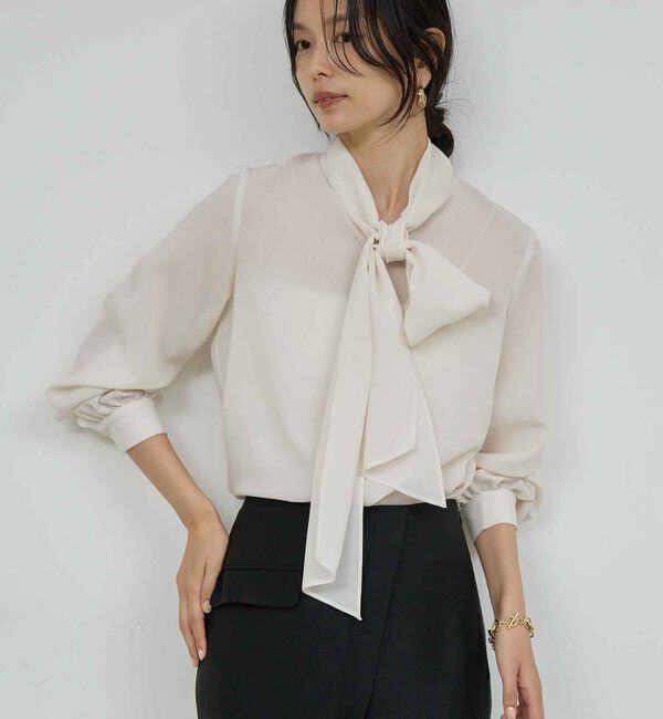  「フィネスボウタイブラウス2」|シャツ・ブラウス|ホワイト