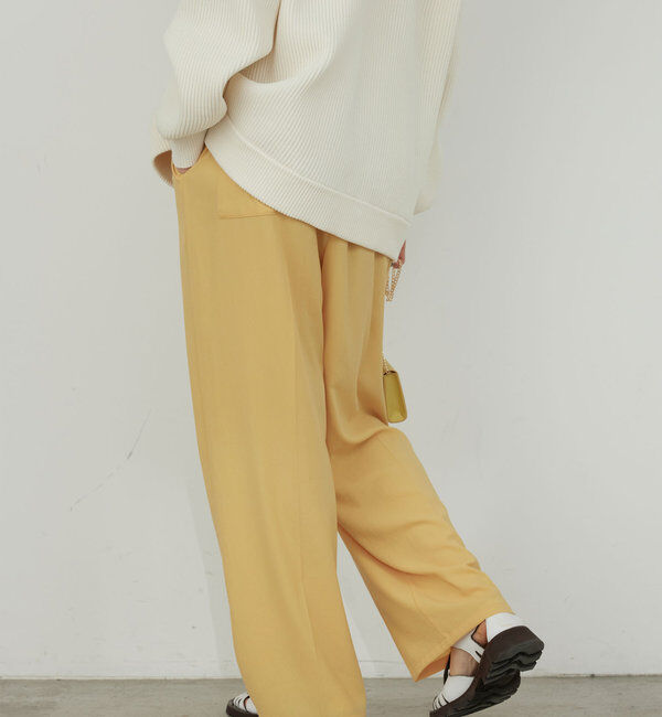  「【リニューアル！】ジャージーワイドタックパンツ」|チノ|