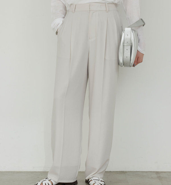  「【リニューアル！】ジャージーワイドタックパンツ」|チノ|