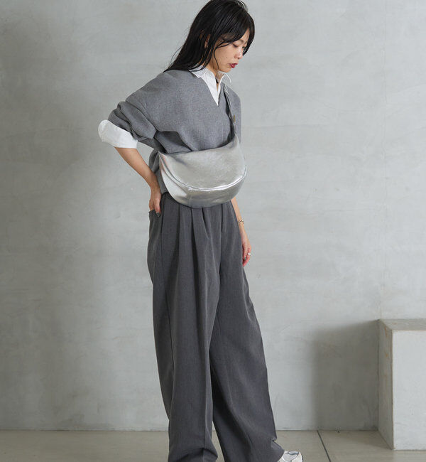  「ソフトレザーラウンドショルダーバッグ［silver］」|ショルダー・メッセンジャー|