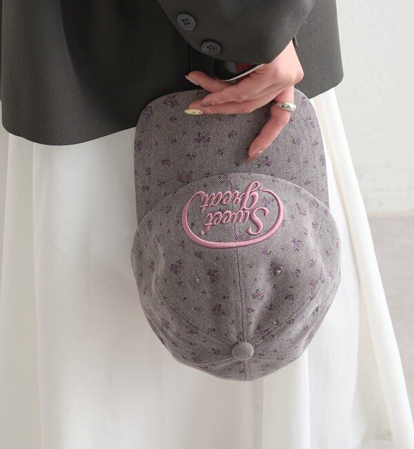  「フラワー刺繍キャップ」|ハット|ピンク