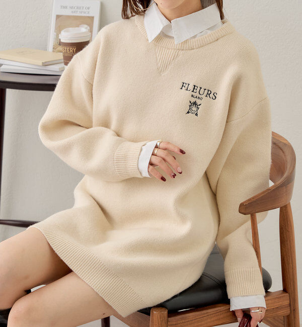  「【3色展開】衿取外しロゴジャガードワンピース」|ワンピース|