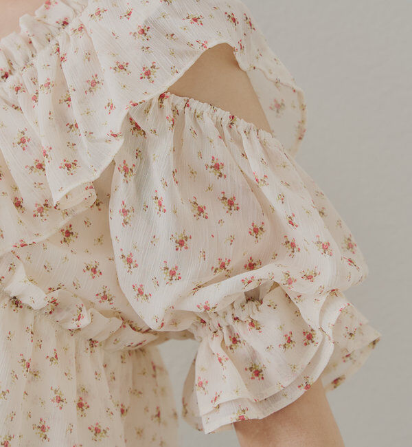  「【5色展開】シアーフラワーショルダースリットフリルブラウス」|シャツ・ブラウス|