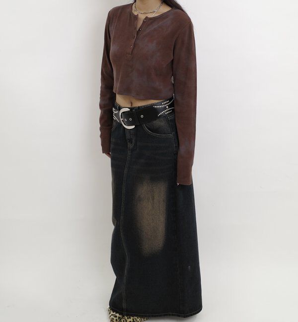  「【WEB限定】HENLEY NECK CROPPED TOPS」|Tシャツ・カットソー|