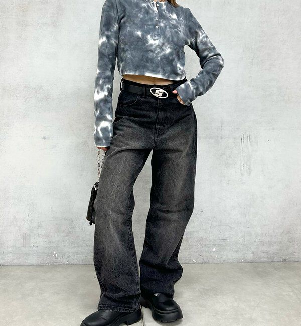  「【WEB限定】HENLEY NECK CROPPED TOPS」|Tシャツ・カットソー|