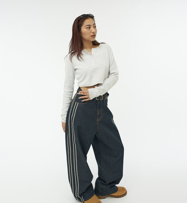  「【WEB限定】HENLEY NECK CROPPED TOPS」|Tシャツ・カットソー|