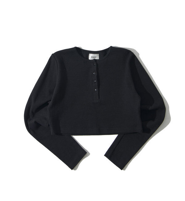 「【WEB限定】HENLEY NECK CROPPED TOPS」|Tシャツ・カットソー|