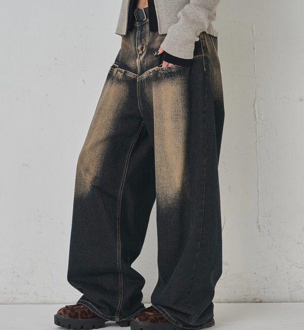  「SLASH POCKET BLAST WIDE DENIM」|デニム|ネイビー