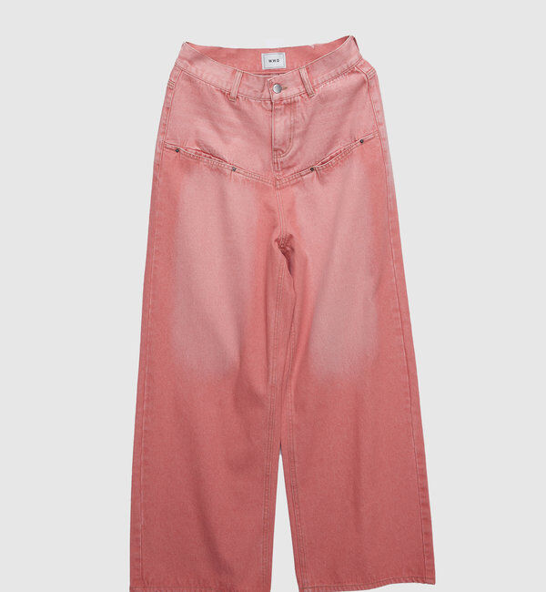  「SLASH POCKET BLAST WIDE DENIM」|デニム|ピンク