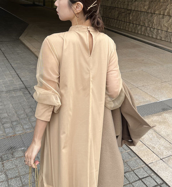  「【オケージョン】【サイズ展開あり】チュールハイネックワンピース」|ワンピース|