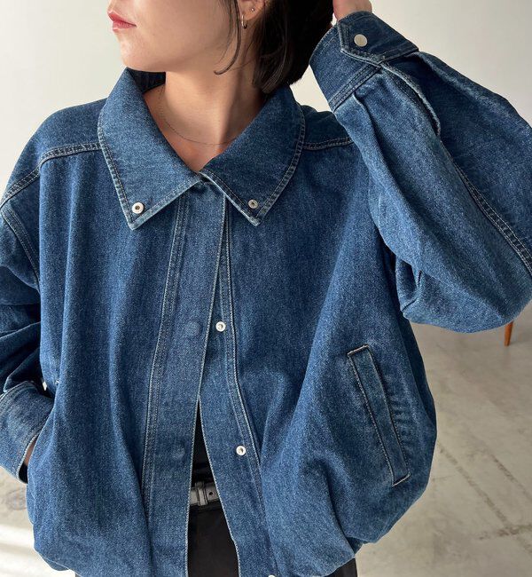  「【サイズ展開あり/セットアップ対応】ラウンドデニムブルゾン」|ブルゾン・スタジャン|