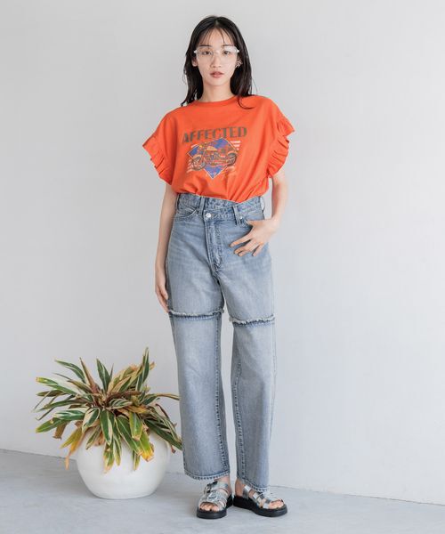 LOWRYS FARM「ＣＯＮＥ／アシメデニムパンツ」|デニム|