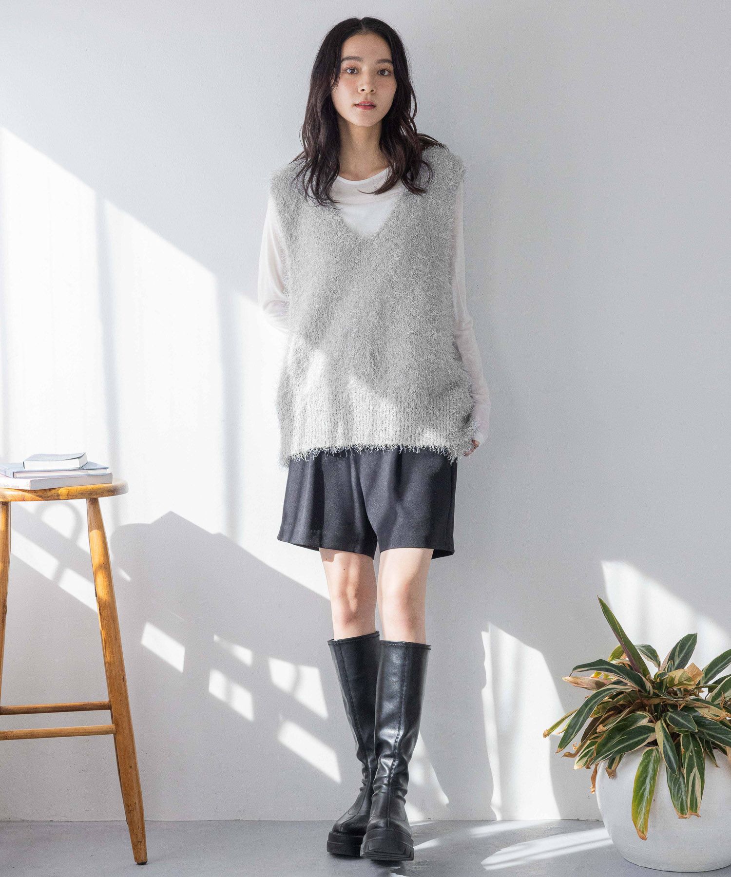 LOWRYS FARM「ラメシャギーベスト」|ニット・セーター|