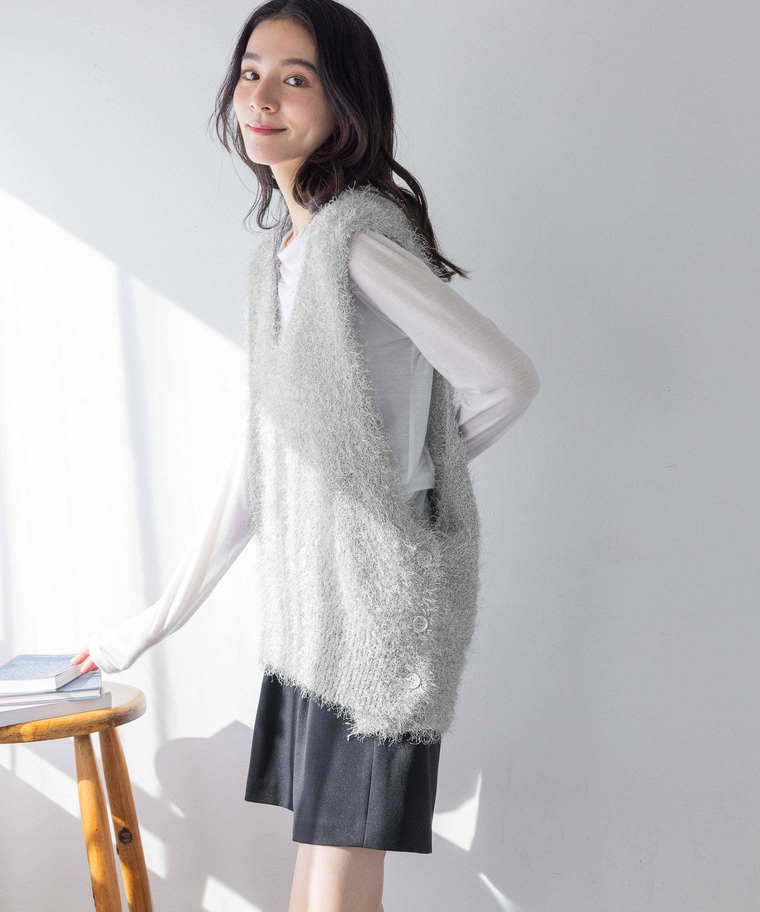 LOWRYS FARM「ラメシャギーベスト」|ニット・セーター|