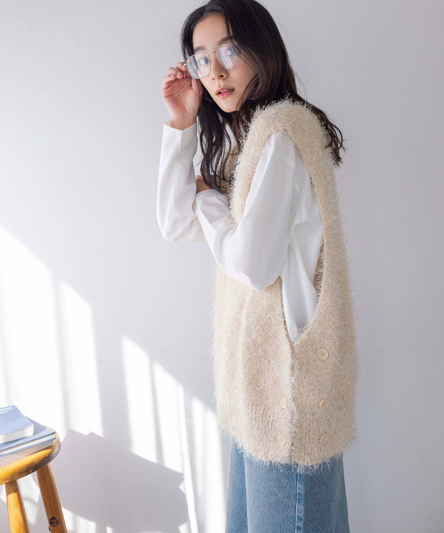 LOWRYS FARM「ラメシャギーベスト」|ニット・セーター|