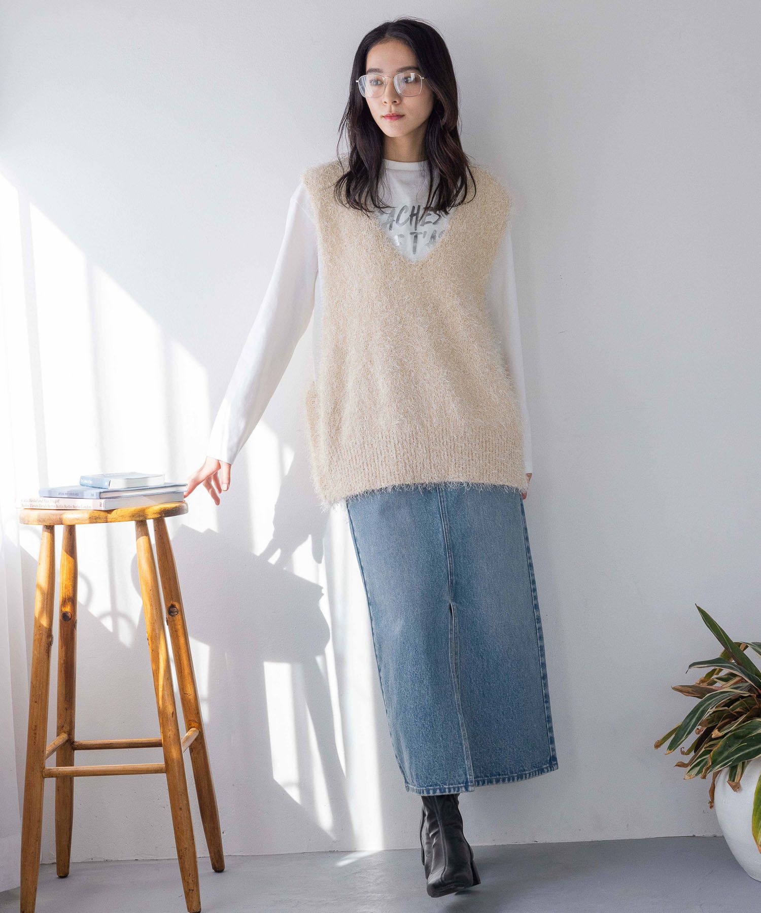 LOWRYS FARM「ラメシャギーベスト」|ニット・セーター|