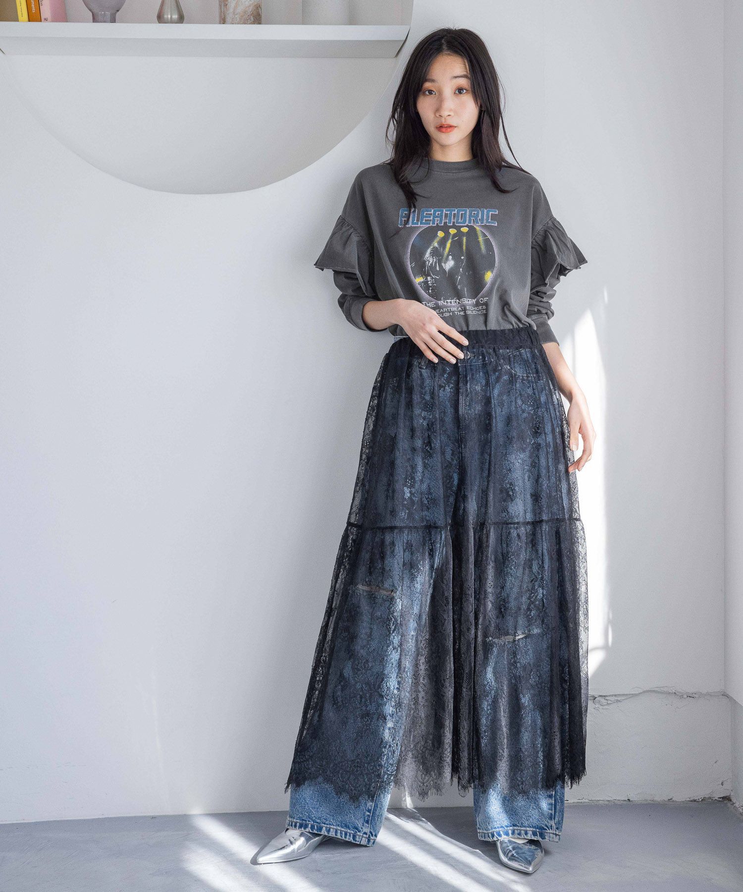 LOWRYS FARM「レースボリュームスカート」|スカート|