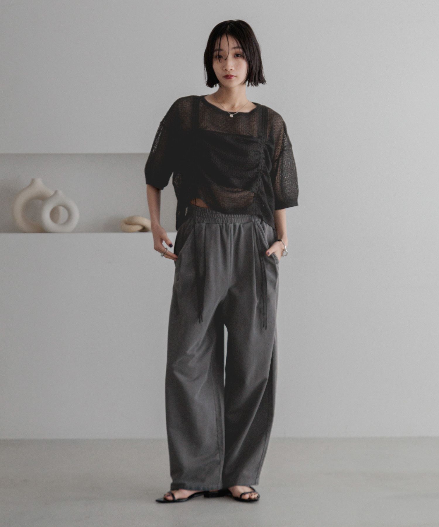 LOWRYS FARM「カットイージーコクーンパンツ２」|チノ|