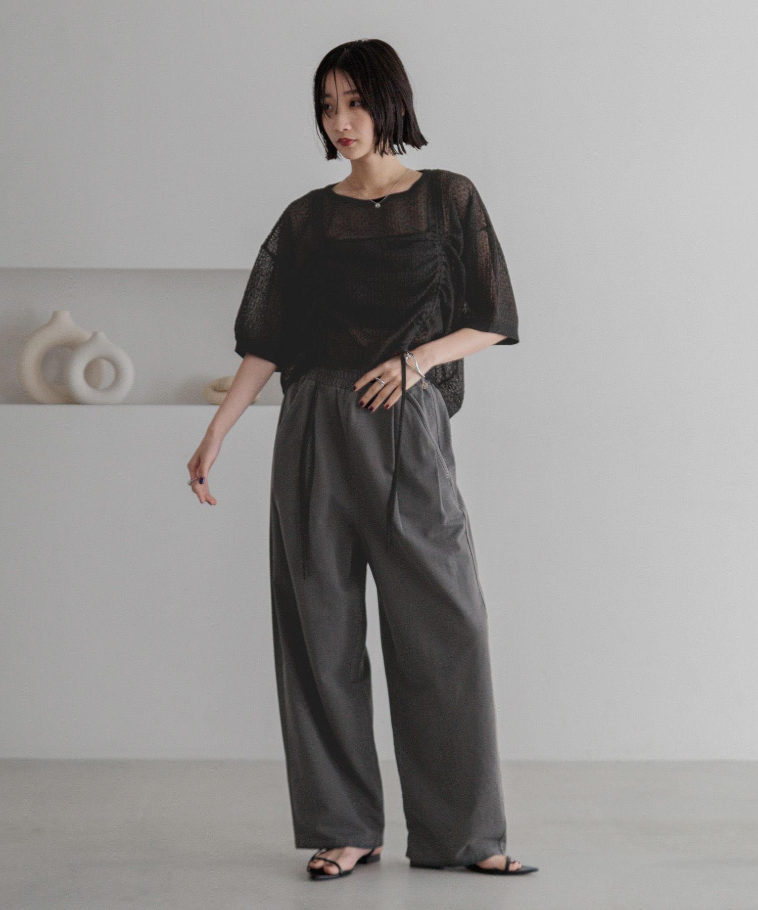 LOWRYS FARM「カットイージーコクーンパンツ２」|チノ|