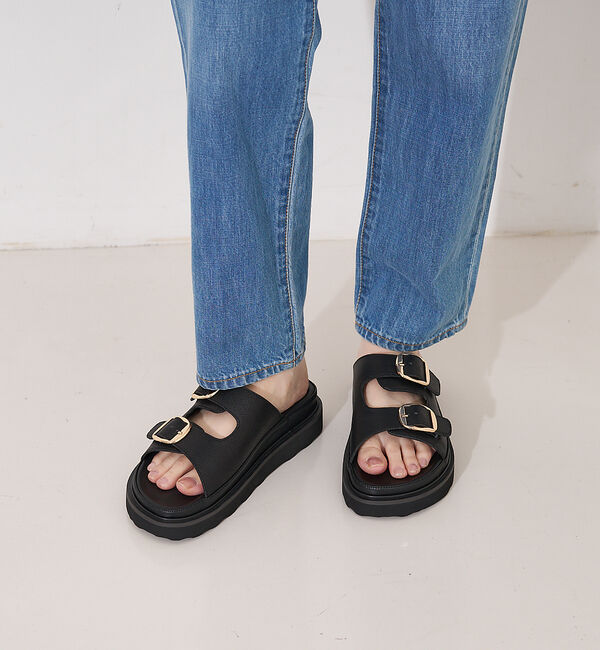 collex「【MOHI/モヒ】 ダブルバックル レザーサンダル」|サンダル|