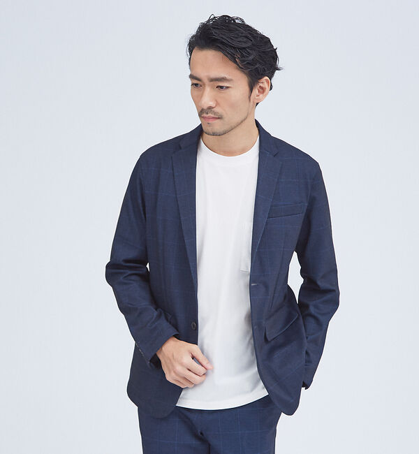ABAHOUSE「【セットアップ対応】ポンチ ジャケット」|テーラードジャケット|ブルー系その他1