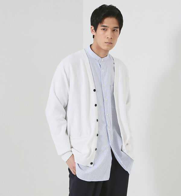 ABAHOUSE「【シャドーアーガイル】Vネック カーディガン」|カーディガン|アイボリー