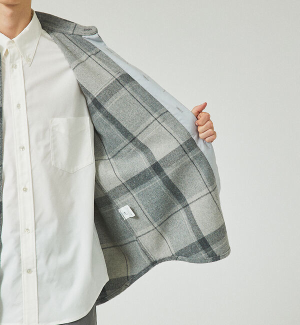 ABAHOUSE「【シャギー素材】ネルチェック オーバーサイズ CPOシャツ /シャツブルゾン」|ブルゾン・スタジャン|