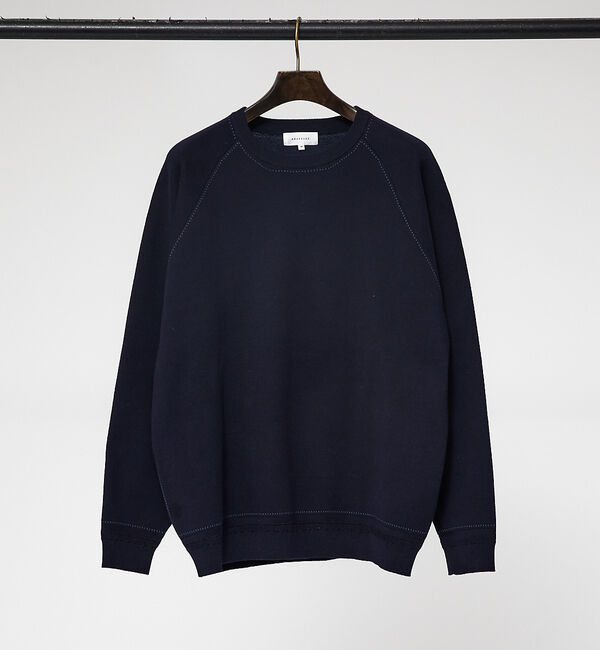 ABAHOUSE「【ニットスウェット】ハイショクステッチ ジャガードプルオーバー」|ニット・セーター|ネイビー