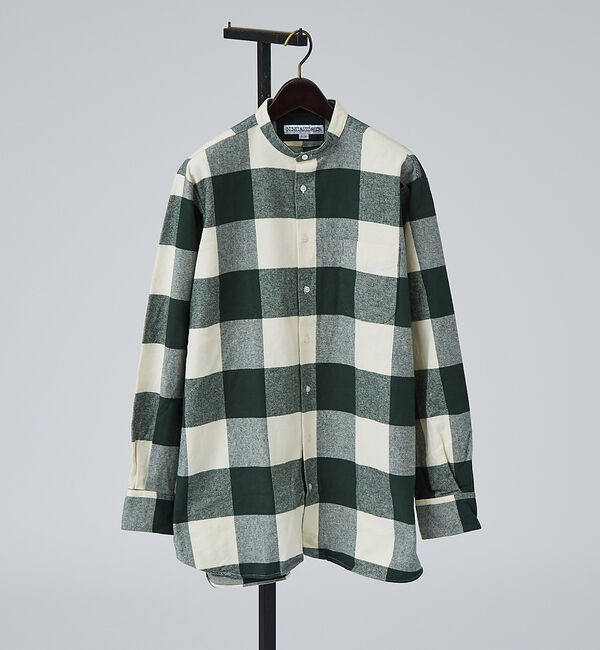 ABAHOUSE「【別注】Individualized shirts / ネルチェック バンドカラ」|シャツ・ブラウス|グリーン
