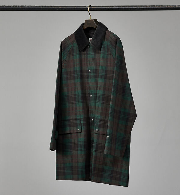 ABAHOUSE「【Traditional Weatherwear】HARROGATE / チェッ」|ステンカラーコート|グリーン