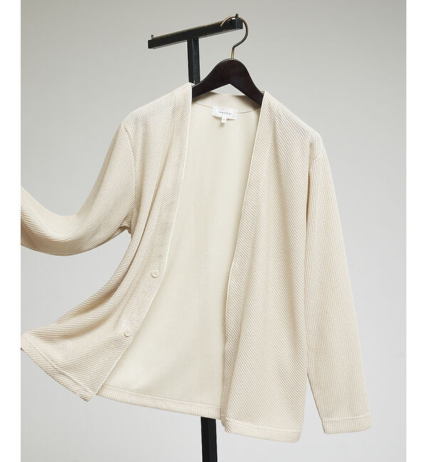 ABAHOUSE「シアージャージー  2ボタン 比翼 カーディガン」|カーディガン|グレージュ