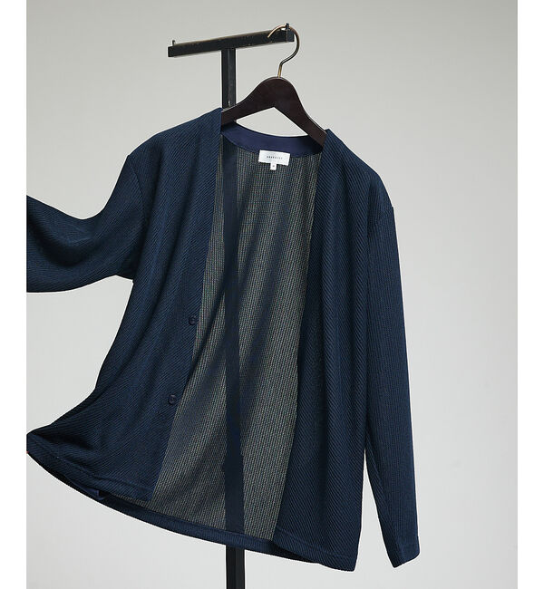 ABAHOUSE「シアージャージー  2ボタン 比翼 カーディガン」|カーディガン|ネイビー