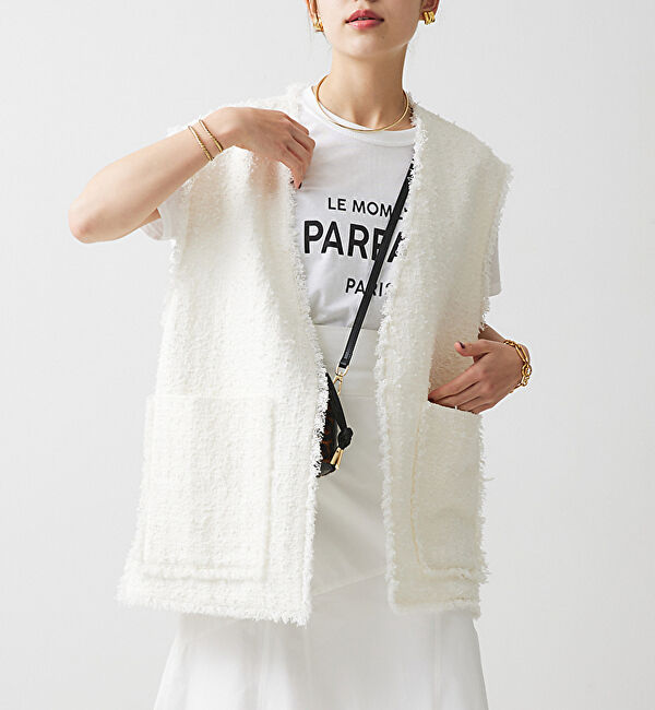 Rouge vif「【Oggi掲載】ツィードベスト」|ベスト・ジレ|アイボリー