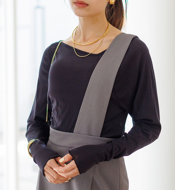 Rouge vif「ネックラインアシメシアーインナー」|Tシャツ・カットソー|チャコールグレー