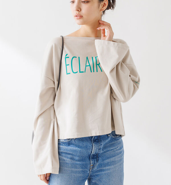 Rouge vif「ショート丈 ロゴミニ裏毛ロンT」|Tシャツ・カットソー|ベージュ