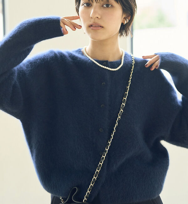 Rouge vif「フォックスウールふわふわカーディガン」|カーディガン|ネイビー