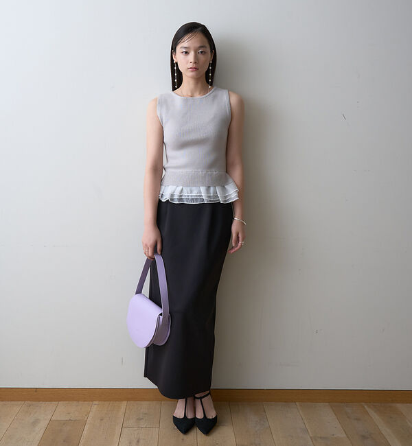 Rouge vif「【一部店舗限定】チュールコンビノースリーブプルオーバー」|ニット・セーター|