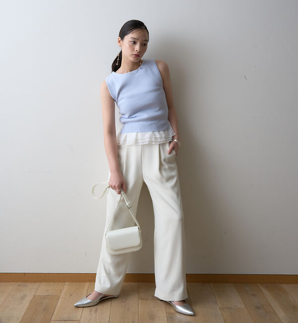 Rouge vif「【一部店舗限定】チュールコンビノースリーブプルオーバー」|ニット・セーター|