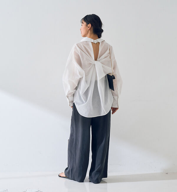 Rouge vif「【新色登場！】バックツイストピンストシャツ」|シャツ・ブラウス|