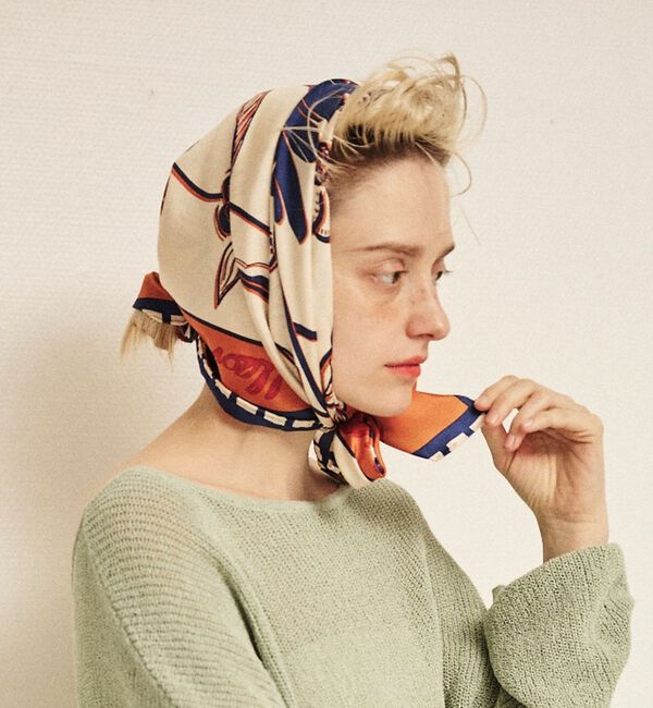 Rouge vif「【manipuri/マニプリ】フローラ大判シルクスカーフ 88&times;88 日本製【予」|バンダナ・スカーフ|オレンジ