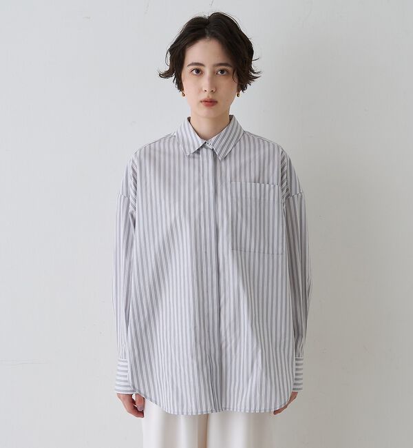 Rouge vif「コットンマルチストライプビッグシャツ【予約】」|シャツ・ブラウス|