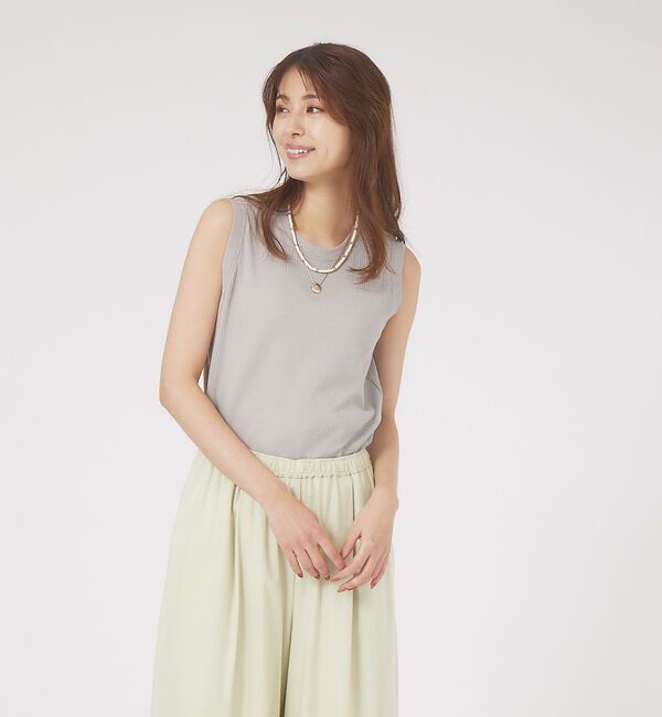 qualite「ツィストテレコノースリーブ」|Tシャツ・カットソー|ライトグレー