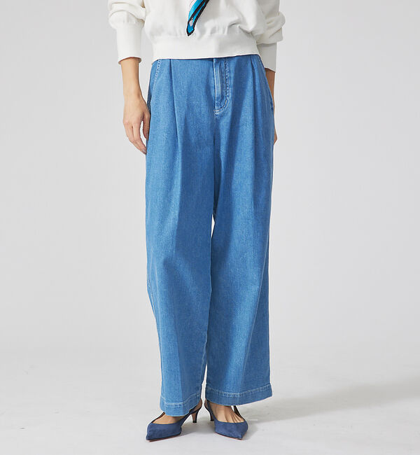 qualite「【e&times;qualite】トラウザーデニム」|デニム|ブルー