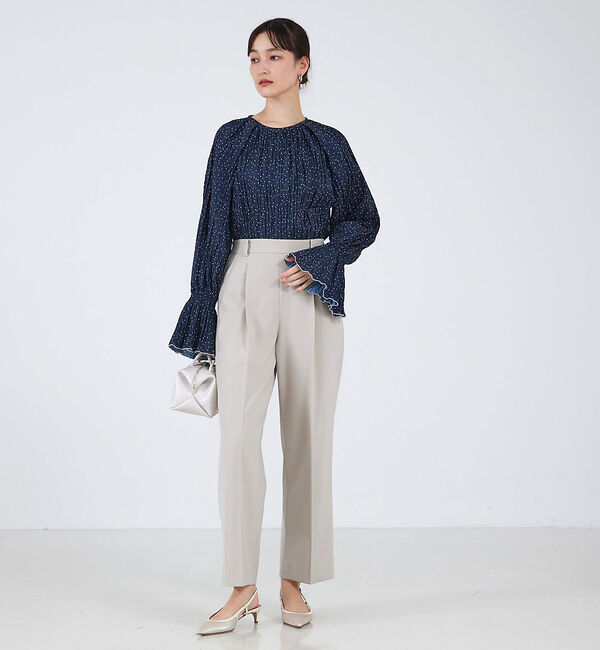 qualite「ドットプリーツブラウス」|シャツ・ブラウス|